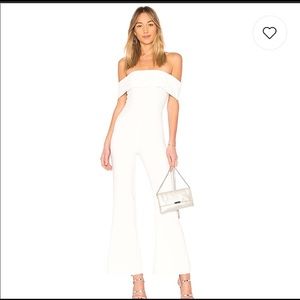 By the way white off shoulder jumpsuit. Size small